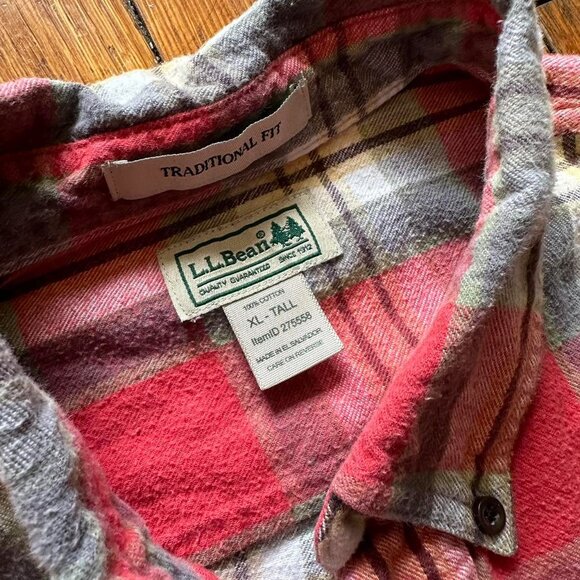 Vintage Y2K L.L. Bean Traditional Fit Flannel Button Up Long Sleeve Shirt Men XL - Picture 6 of 6
